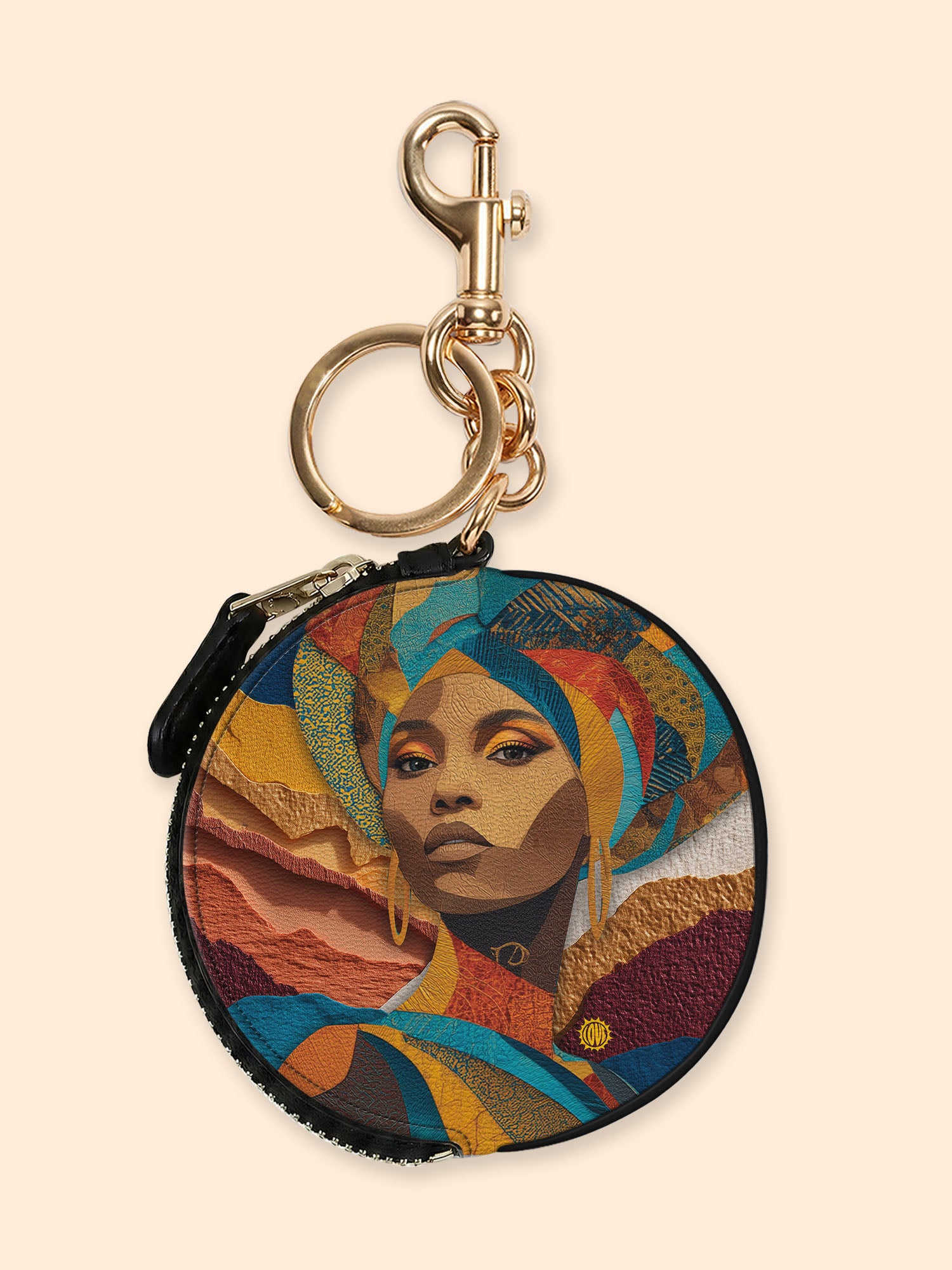 Ebony Charm Circular Coin Pouch Bag Charm QR0HH005