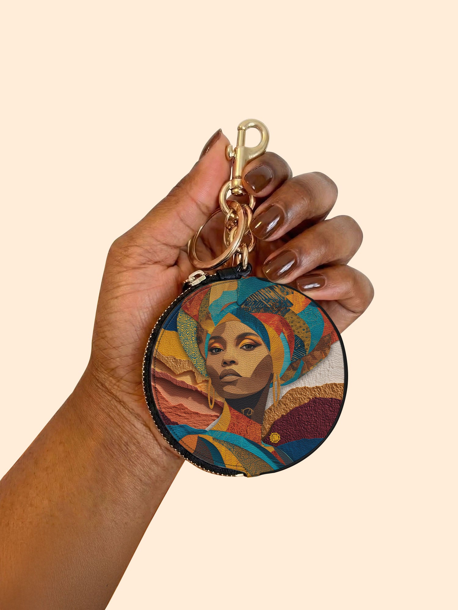 Ebony Charm Circular Coin Pouch Bag Charm QR0HH005