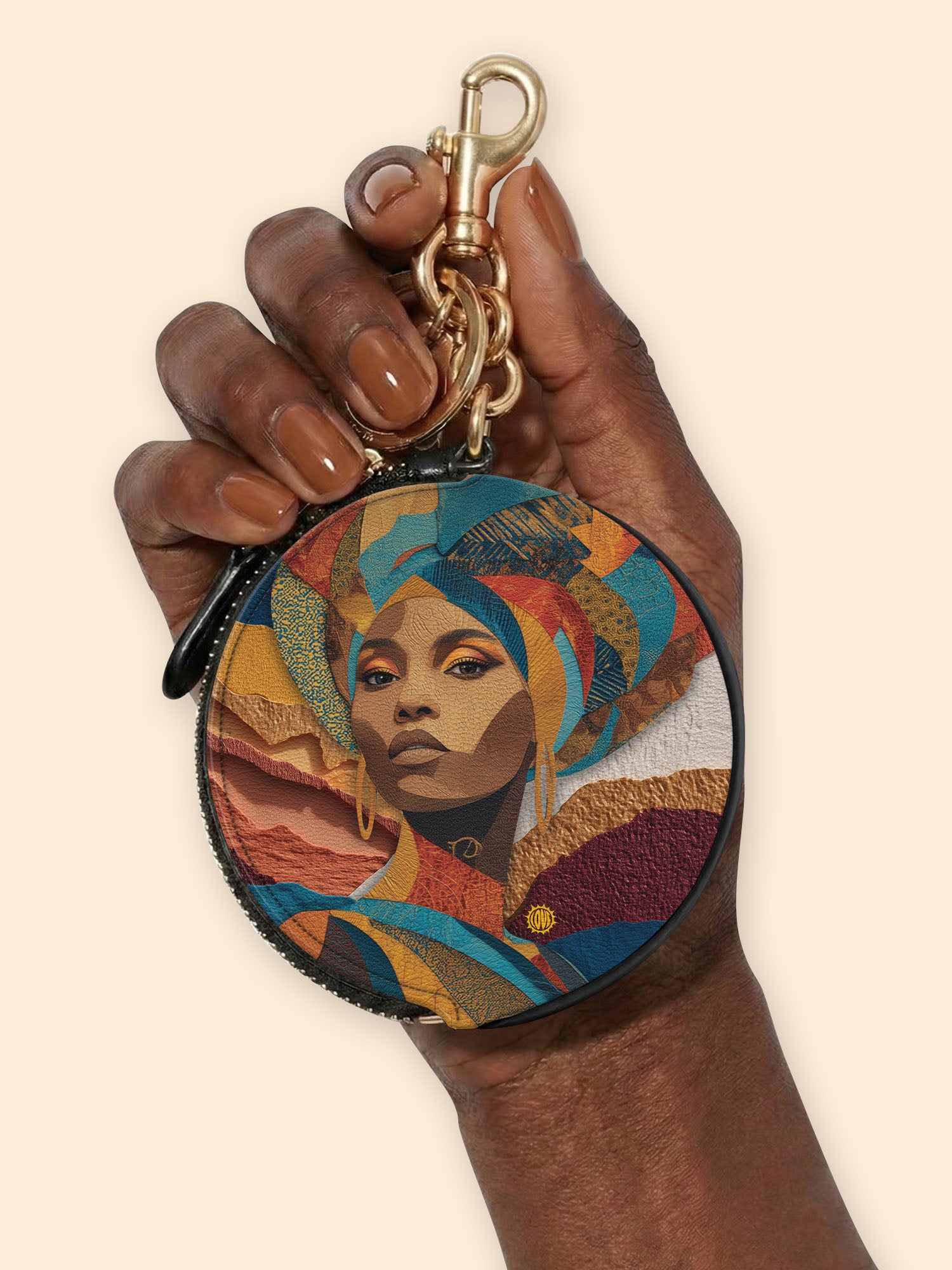 Ebony Charm Circular Coin Pouch Bag Charm QR0HH005