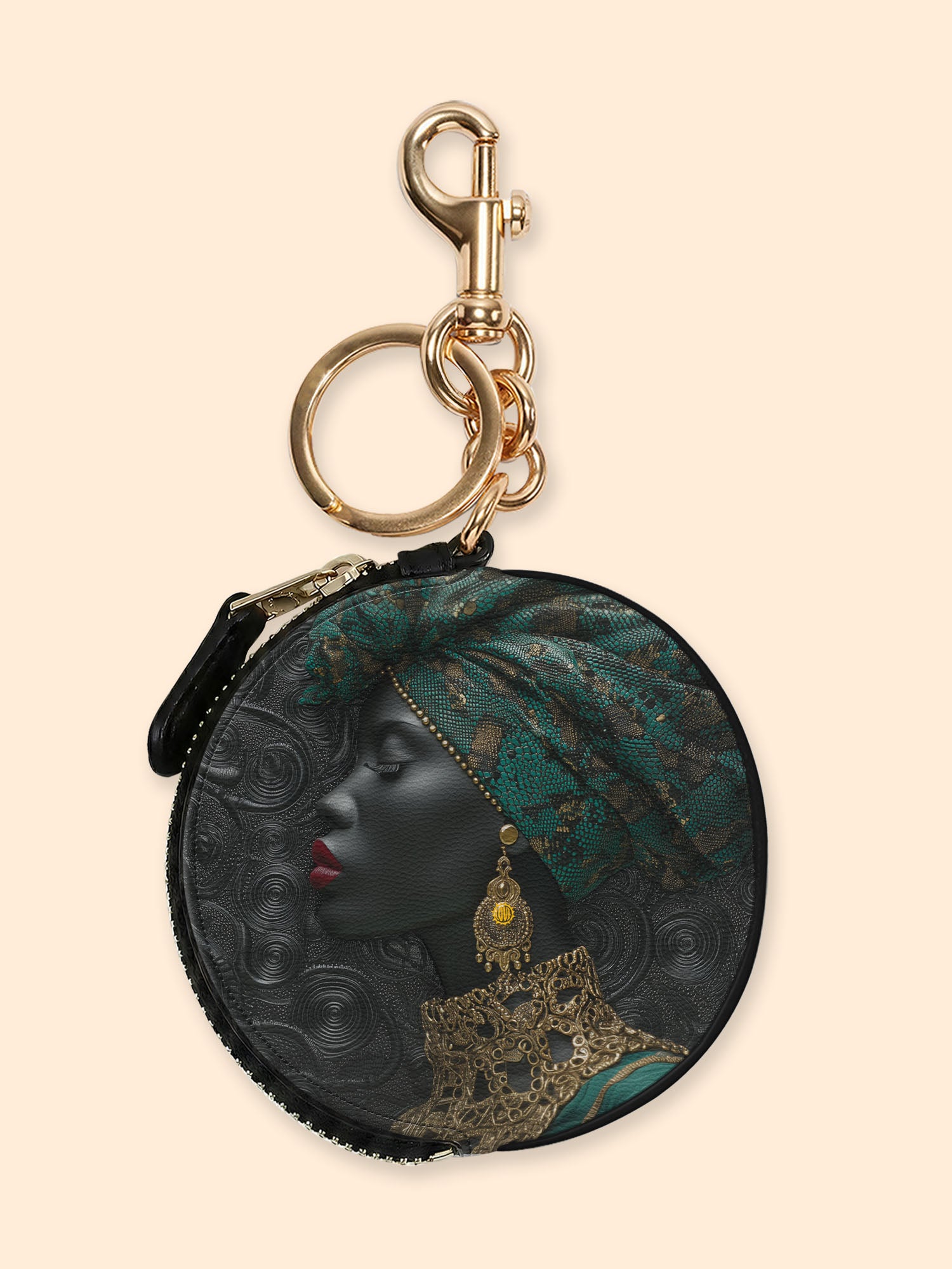 Emerald Grace Circular Coin Pouch Bag Charm QR0XD737