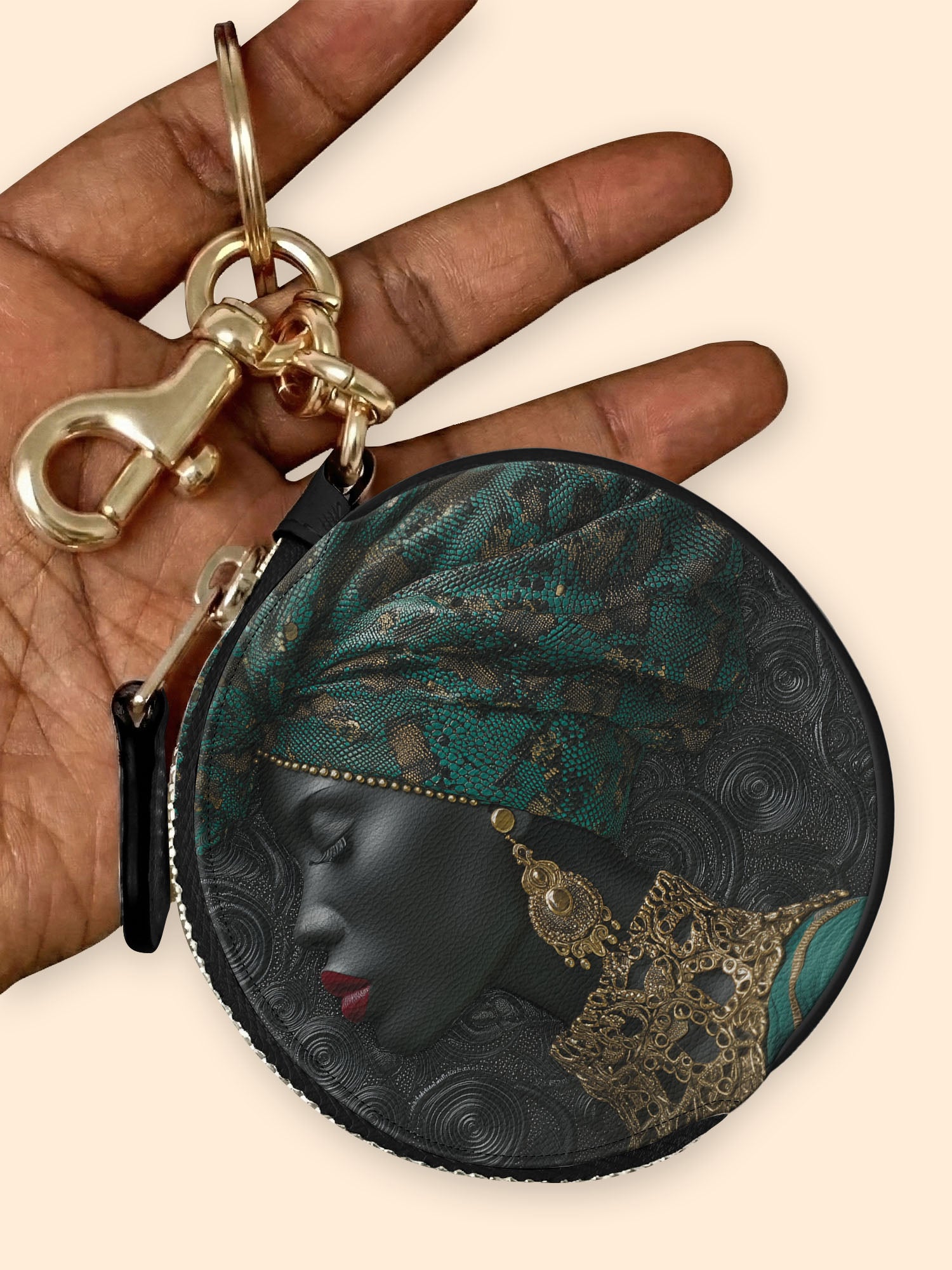 Emerald Grace Circular Coin Pouch Bag Charm QR0XD737