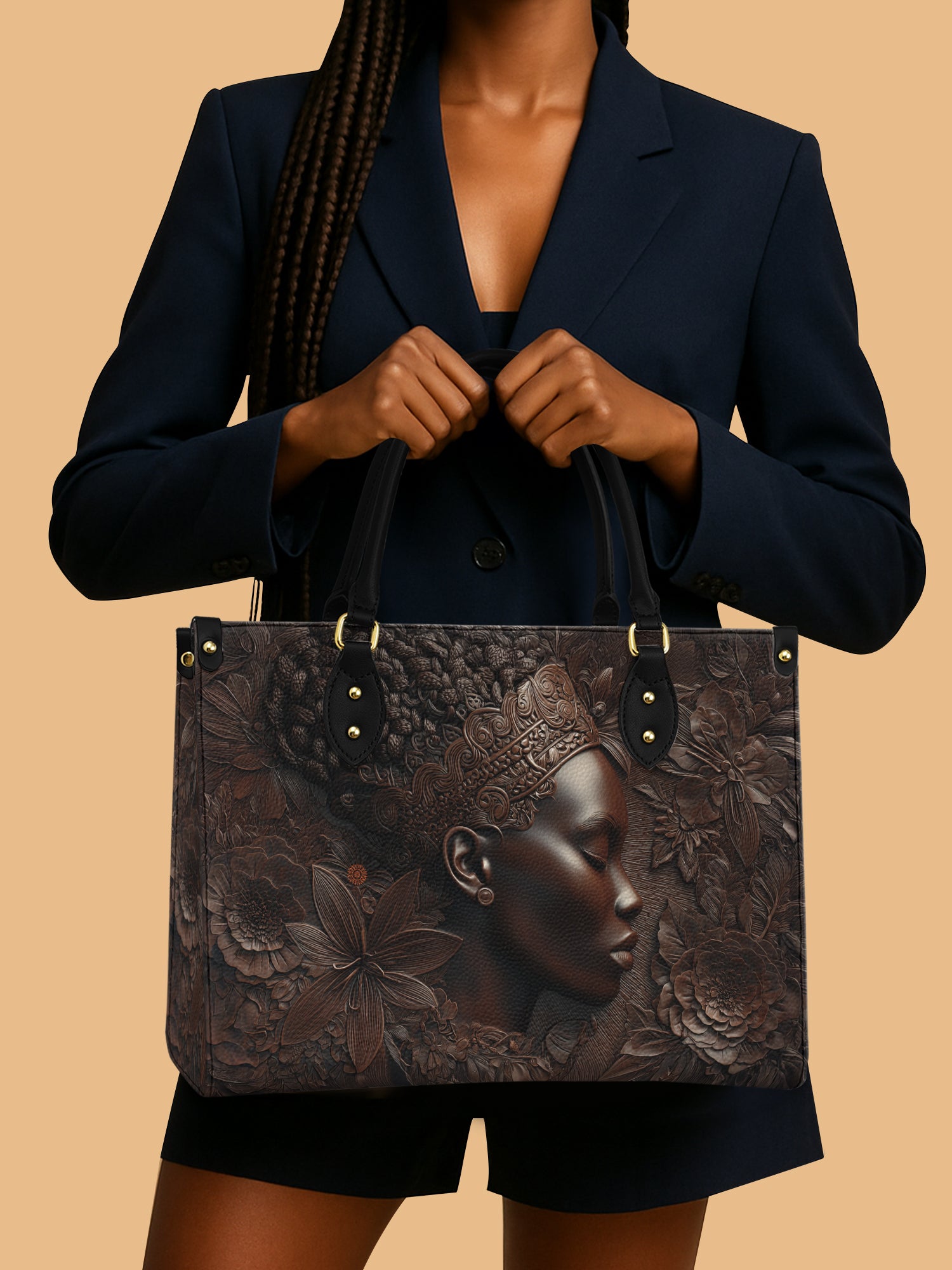 Crown Bloom Premium Leather Handbag QR0XD182