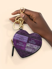 Purple Affirmations Heart Coin Pouch Bag Charm QR0XD1048
