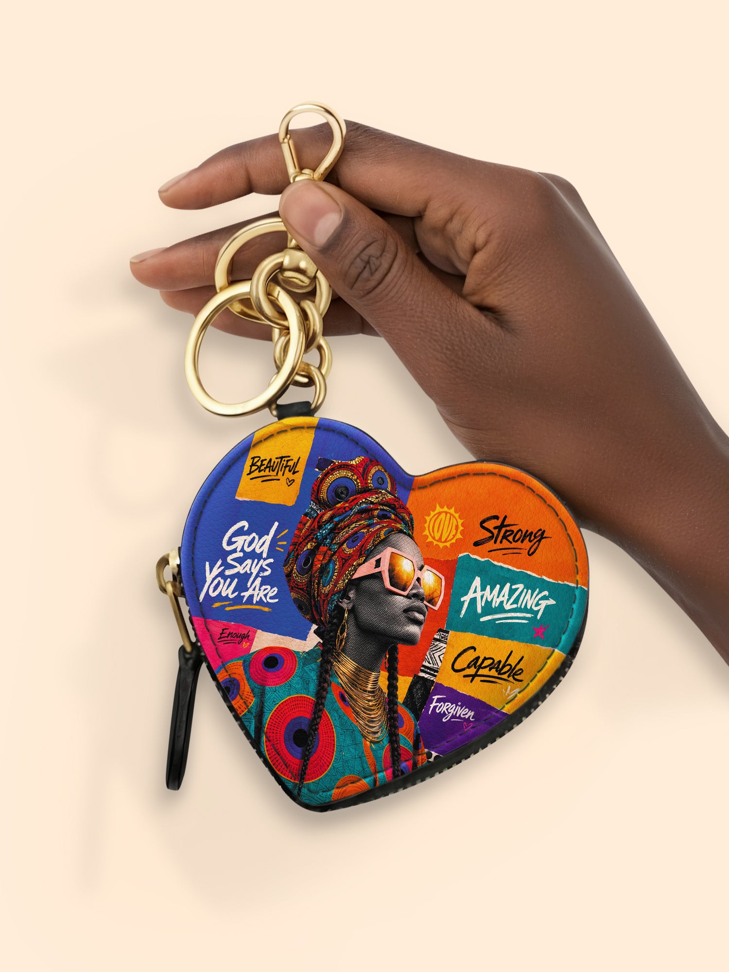 Boldly Blessed Heart Coin Pouch Bag Charm QR0TV275