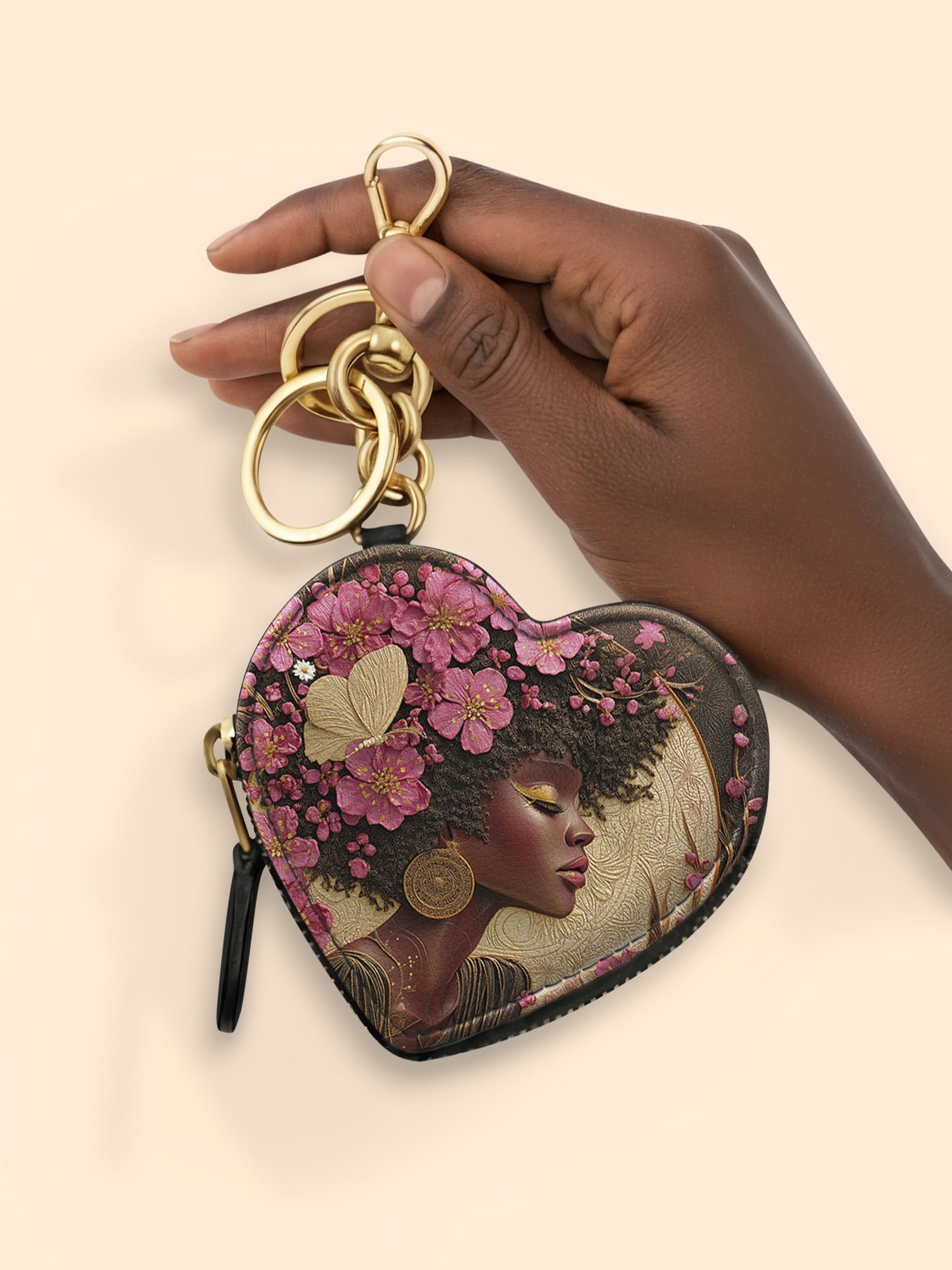 Addis Ababa Heart Coin Pouch Bag Charm QR0HH017