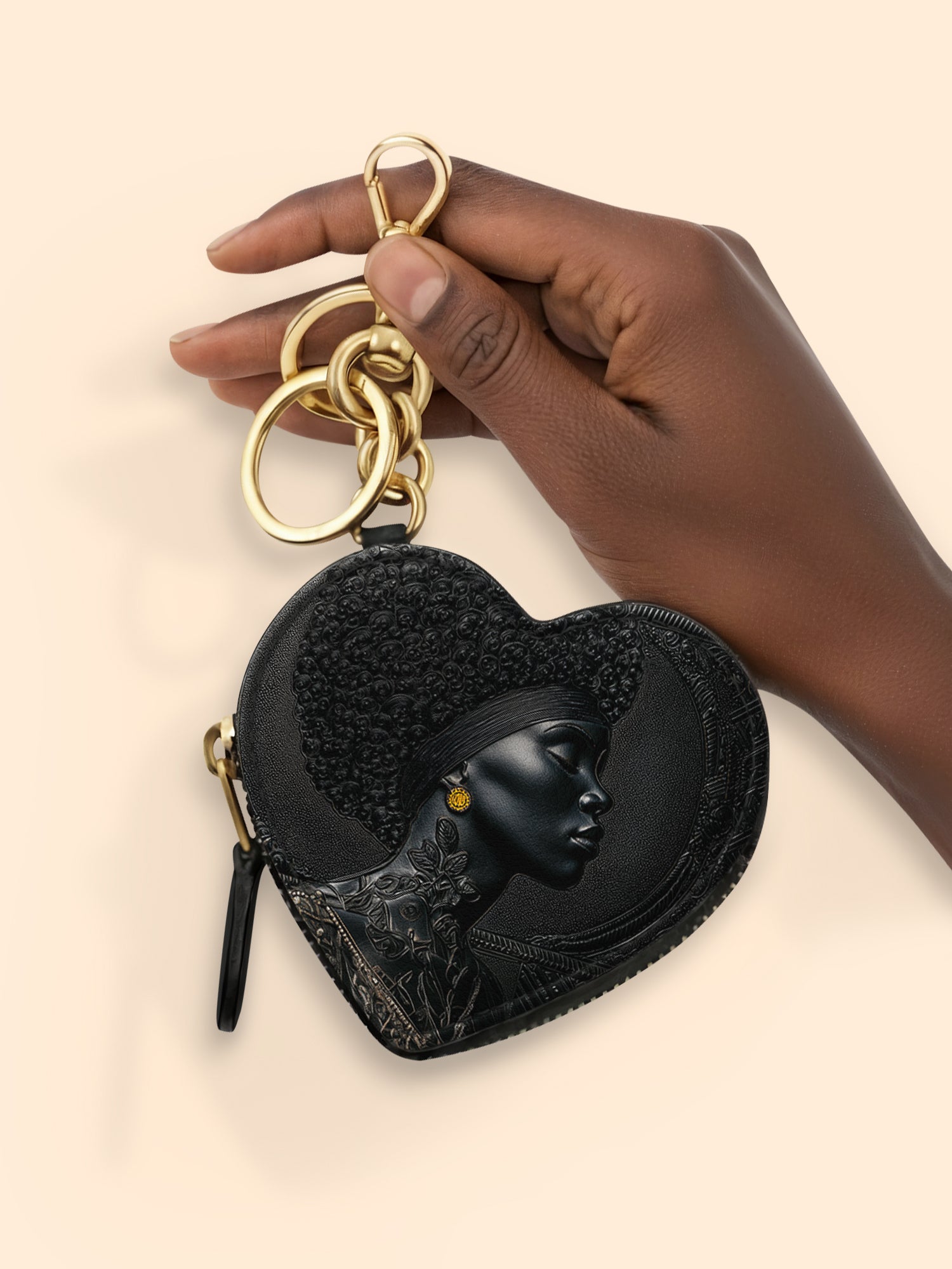 Crowned In Onyx Heart Coin Pouch Bag Charm QR0XD119