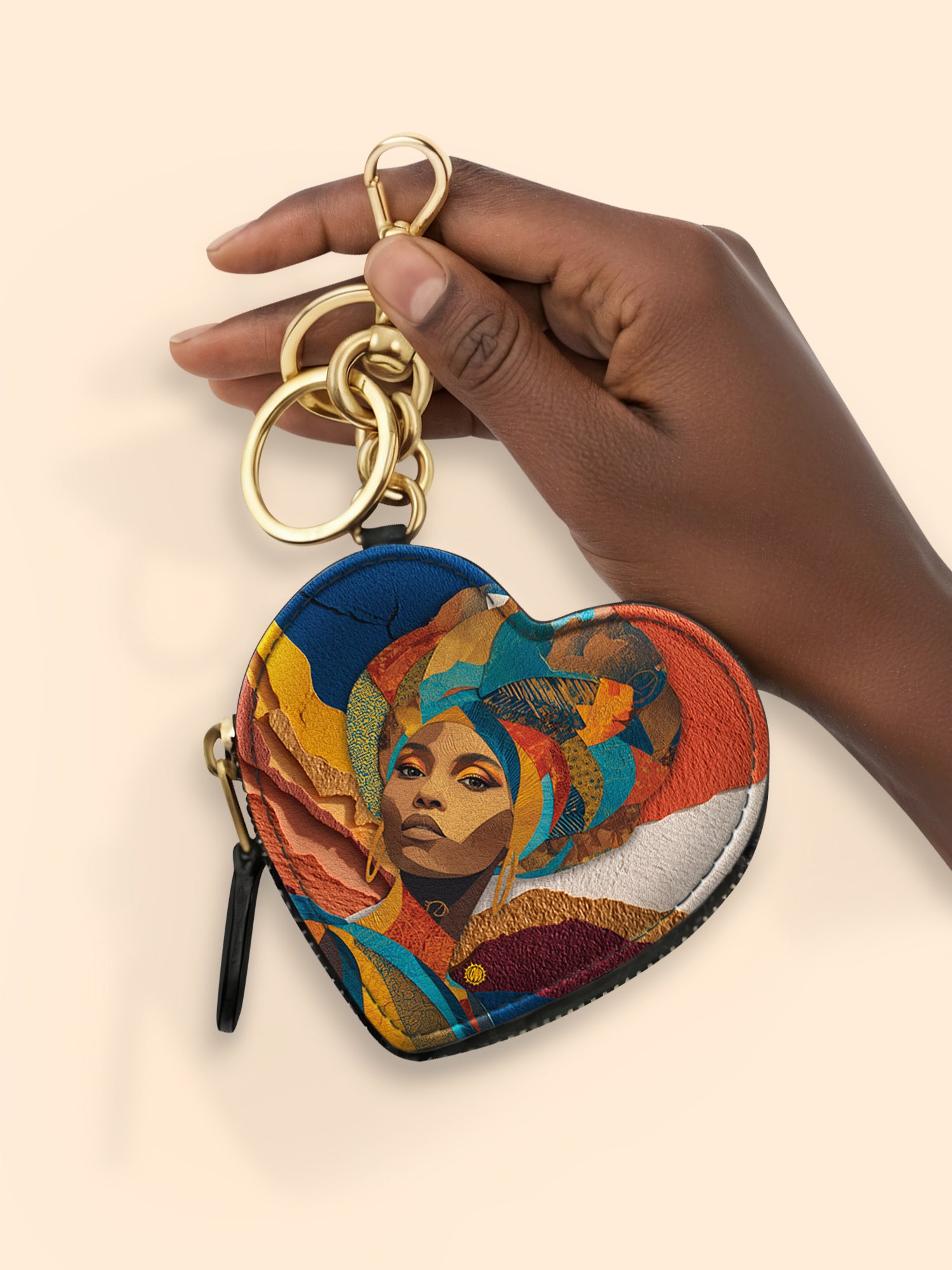 Ebony Charm Heart Coin Pouch Bag Charm QR0HH005