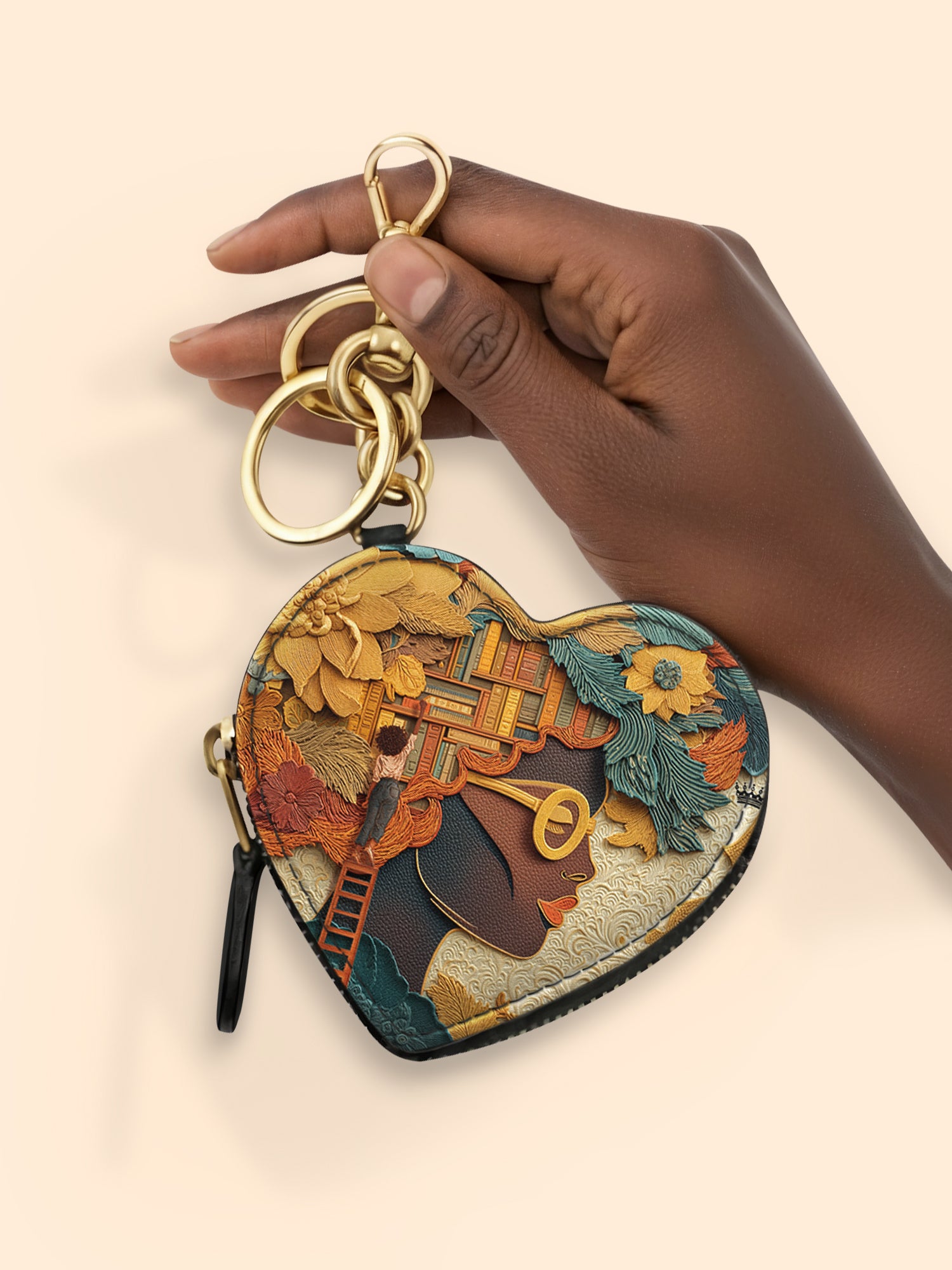 Bound by Knowledge Heart Coin Pouch Bag Charm QR0TD032