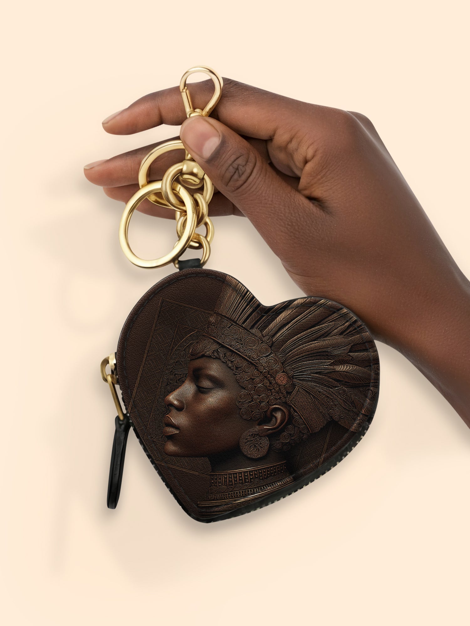 Back To Africa V1 Heart Coin Pouch Bag Charm QR0XD730