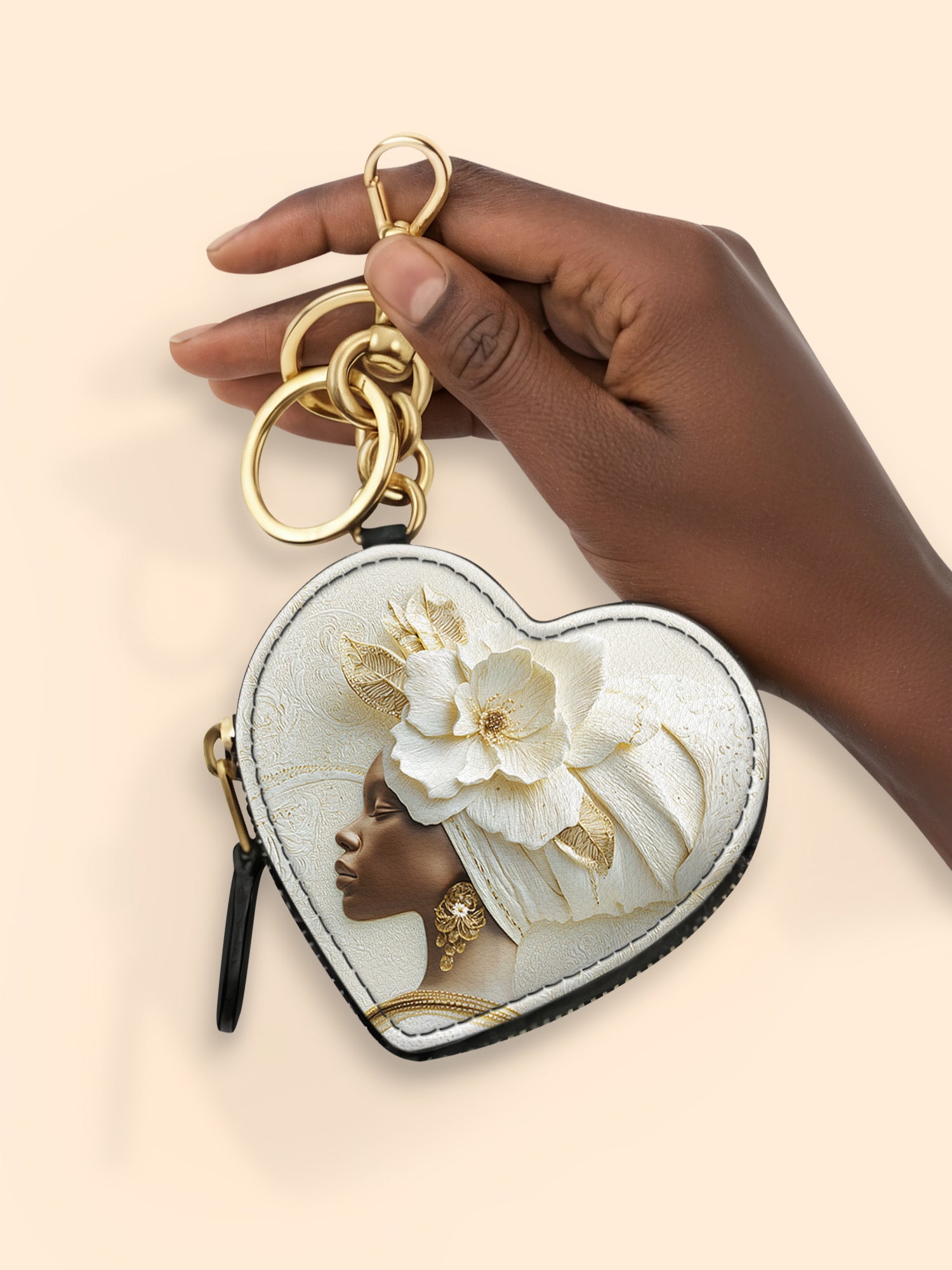 Pearl Serenity Heart Coin Pouch Bag Charm QR0TV193