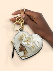 Pearl Serenity Heart Coin Pouch Bag Charm QR0TV193
