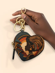 African Queen Essence Heart Coin Pouch Bag Charm QR0TD017