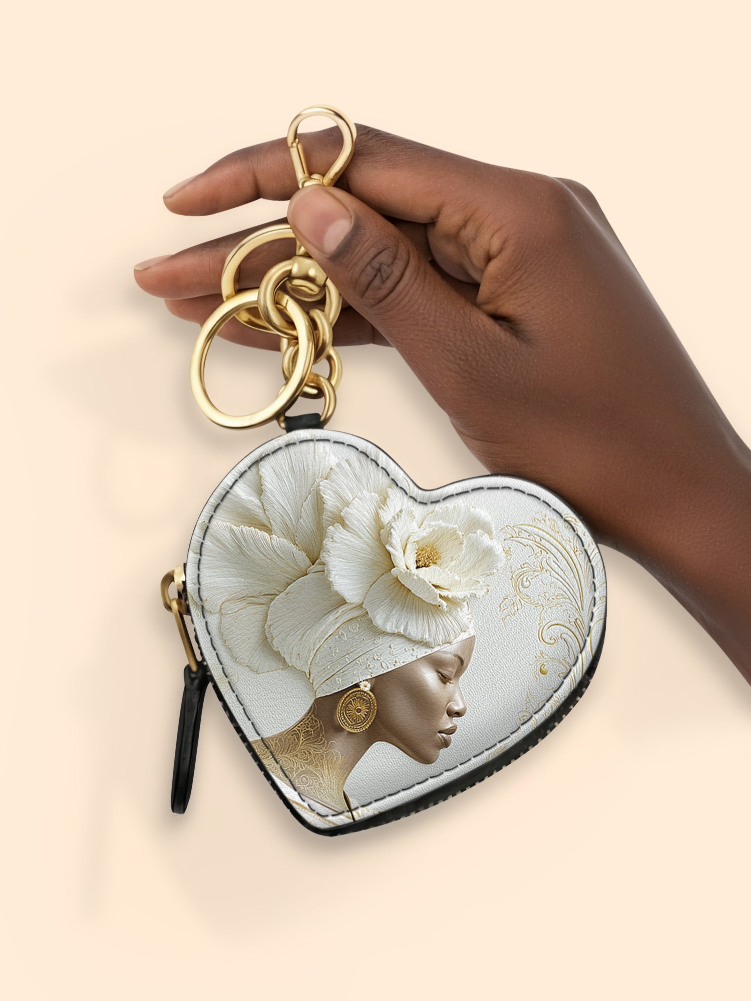 Luminous Bloom Heart Coin Pouch Bag Charm QR0TV121