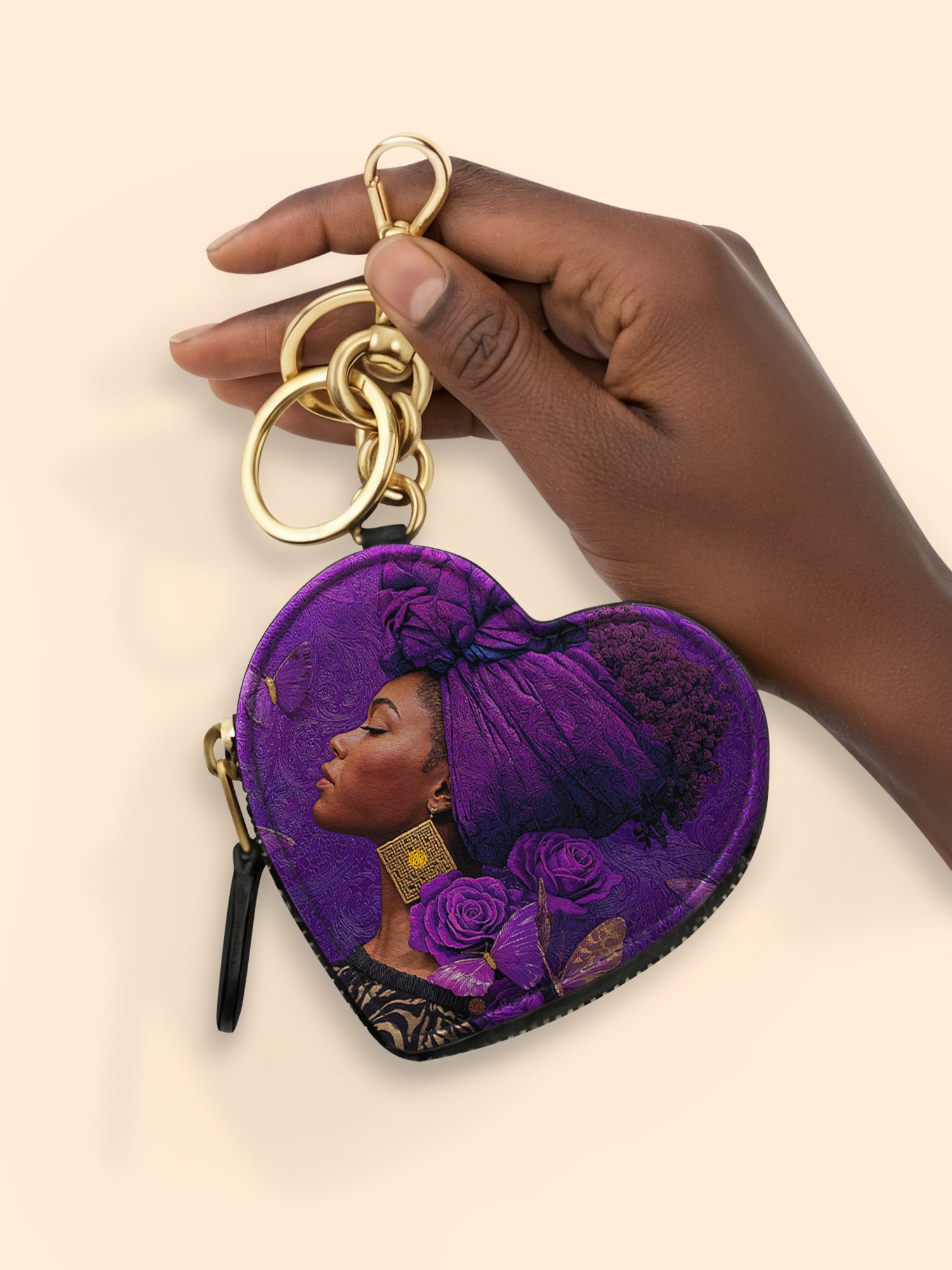 Empress Purple  Heart Coin Pouch Bag Charm QR0HH111