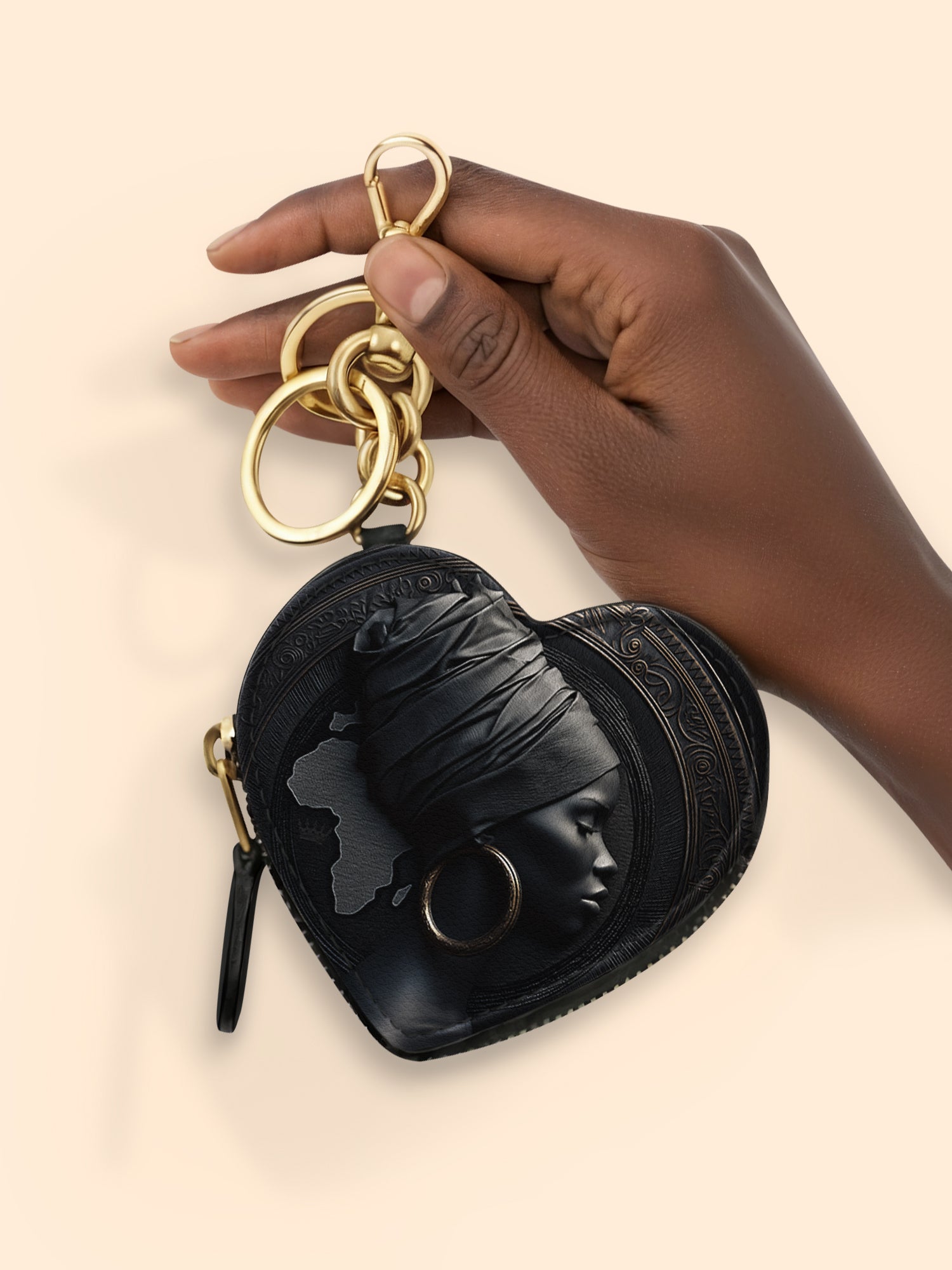 Pure Ebony Heart Coin Pouch Bag Charm QR0TD287
