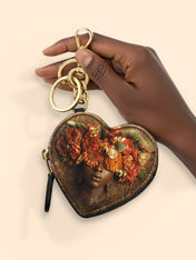 Floral Goddess Heart Coin Pouch Bag Charm QR0TV043