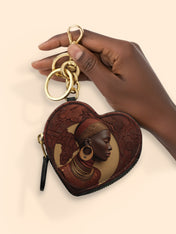 Afri Soul Heart Coin Pouch Bag Charm QR0TD420