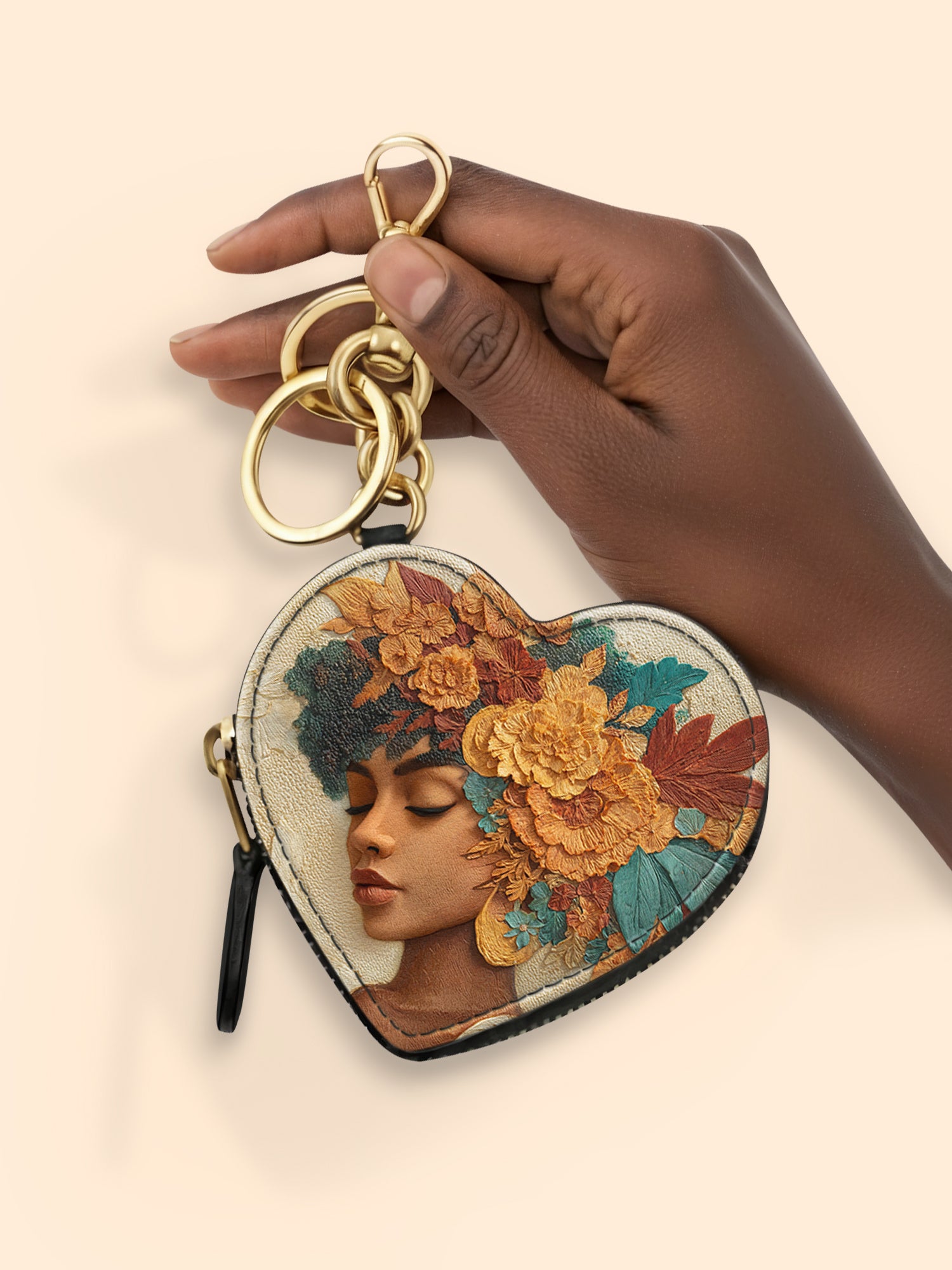 Autumn Radiance Heart Coin Pouch Bag Charm QR0HH074