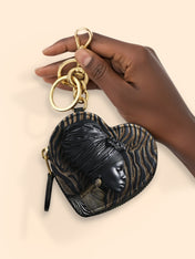 Ebony Whisper Heart Coin Pouch Bag Charm QR0TV125