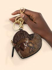 African Roots Heart Coin Pouch Bag Charm QR0TD157