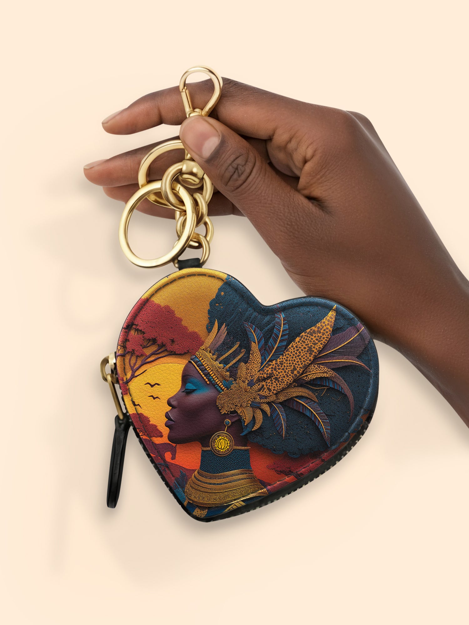 African Aspirations Heart Coin Pouch Bag Charm QR0HH057