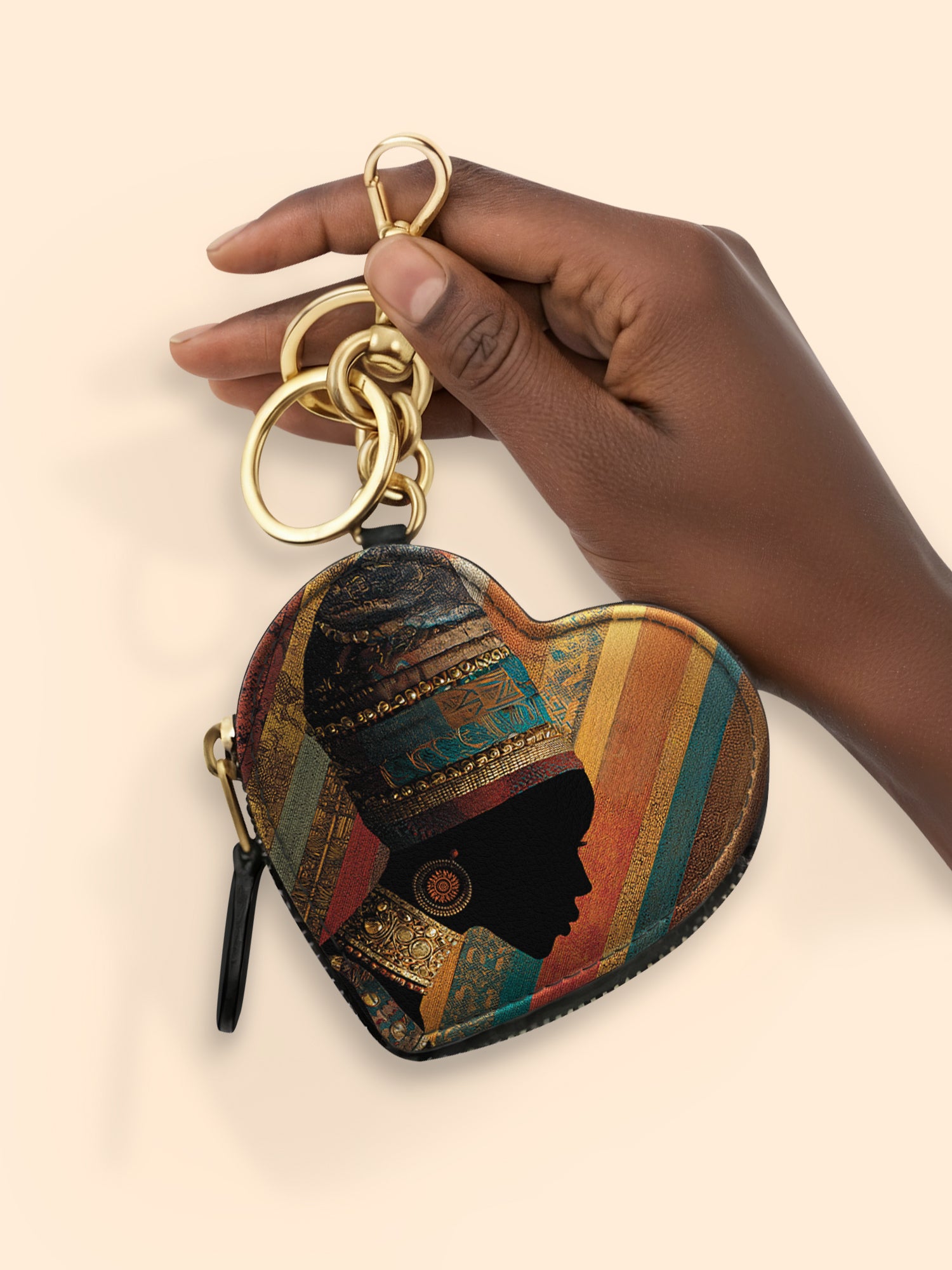Brown Radiance Heart Coin Pouch Bag Charm QR0TV123