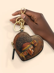 Afro-Elegance Heart Coin Pouch Bag Charm QR0HH022
