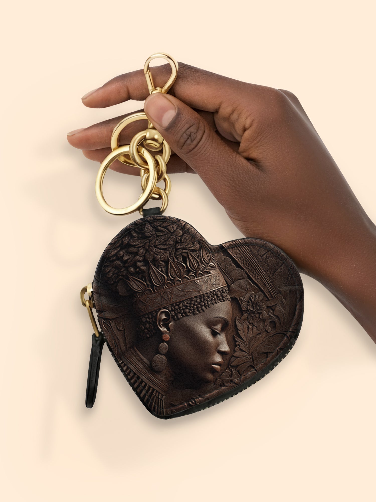 Back To Africa V2 Heart Coin Pouch Bag Charm QR0XD731
