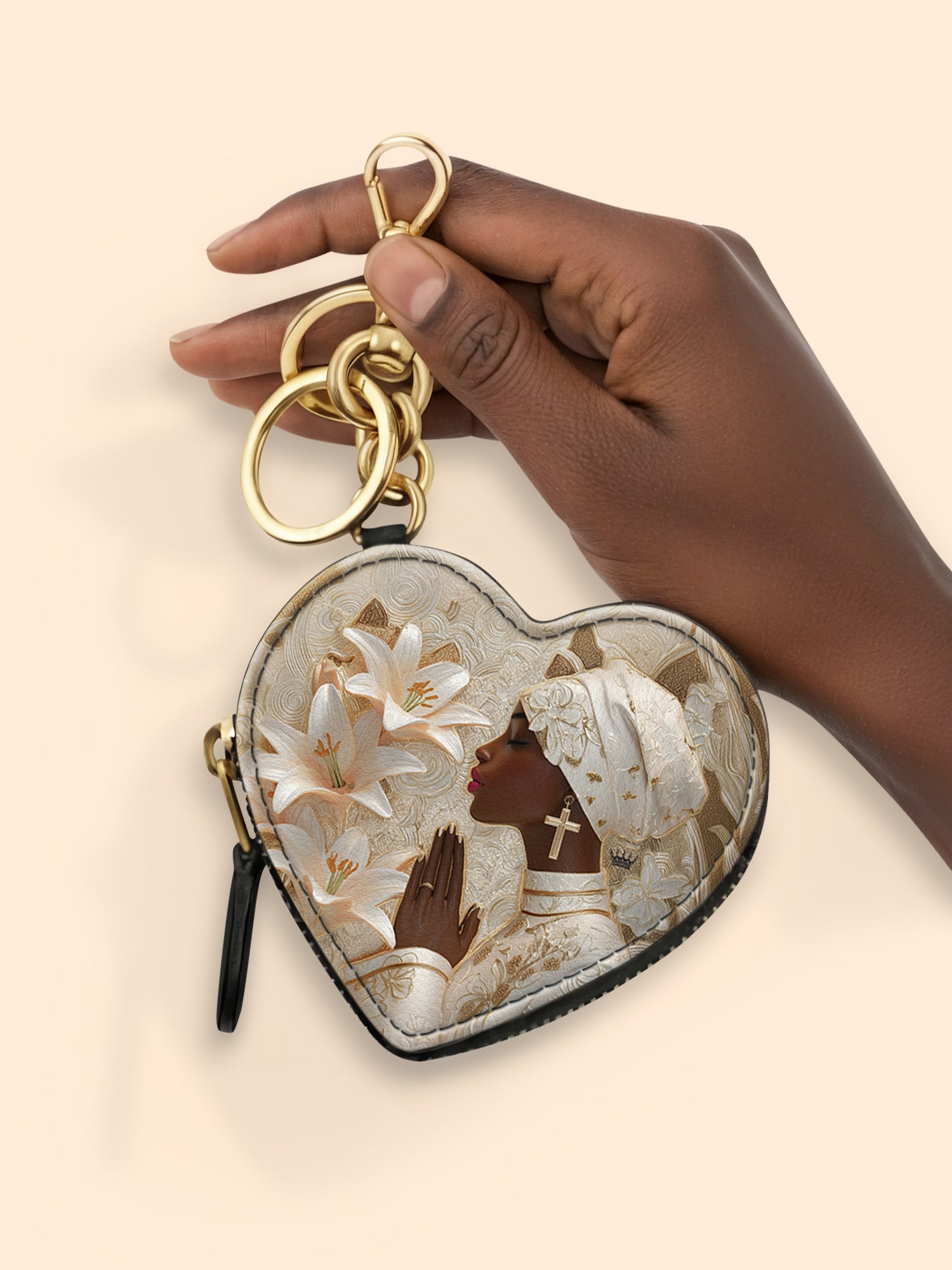 Divine Melanin Heart Coin Pouch Bag Charm QR0TD553