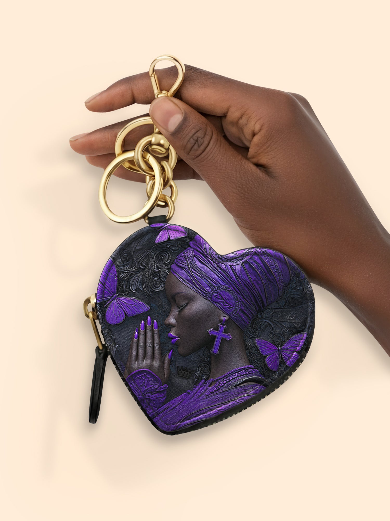 Godly Essence Heart Coin Pouch Bag Charm QR0TV238