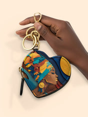 Woman in Headwrap Heart Coin Pouch Bag Charm QR0HH021