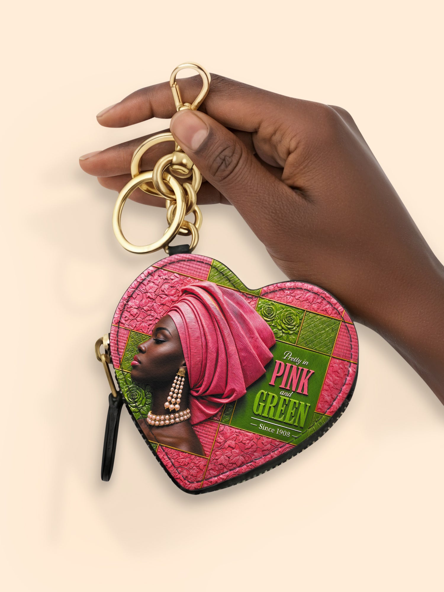 Pink Sovereign Heart Coin Pouch Bag Charm QR0TD709