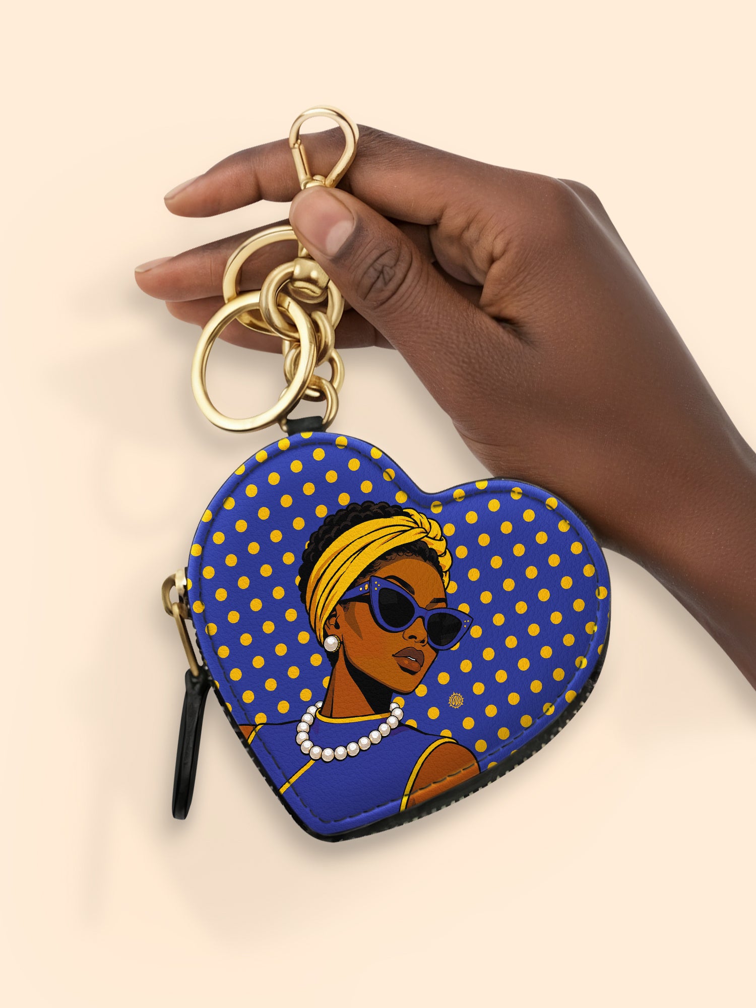 Blue Gold Legacy Heart Coin Pouch Bag Charm QR0TV286