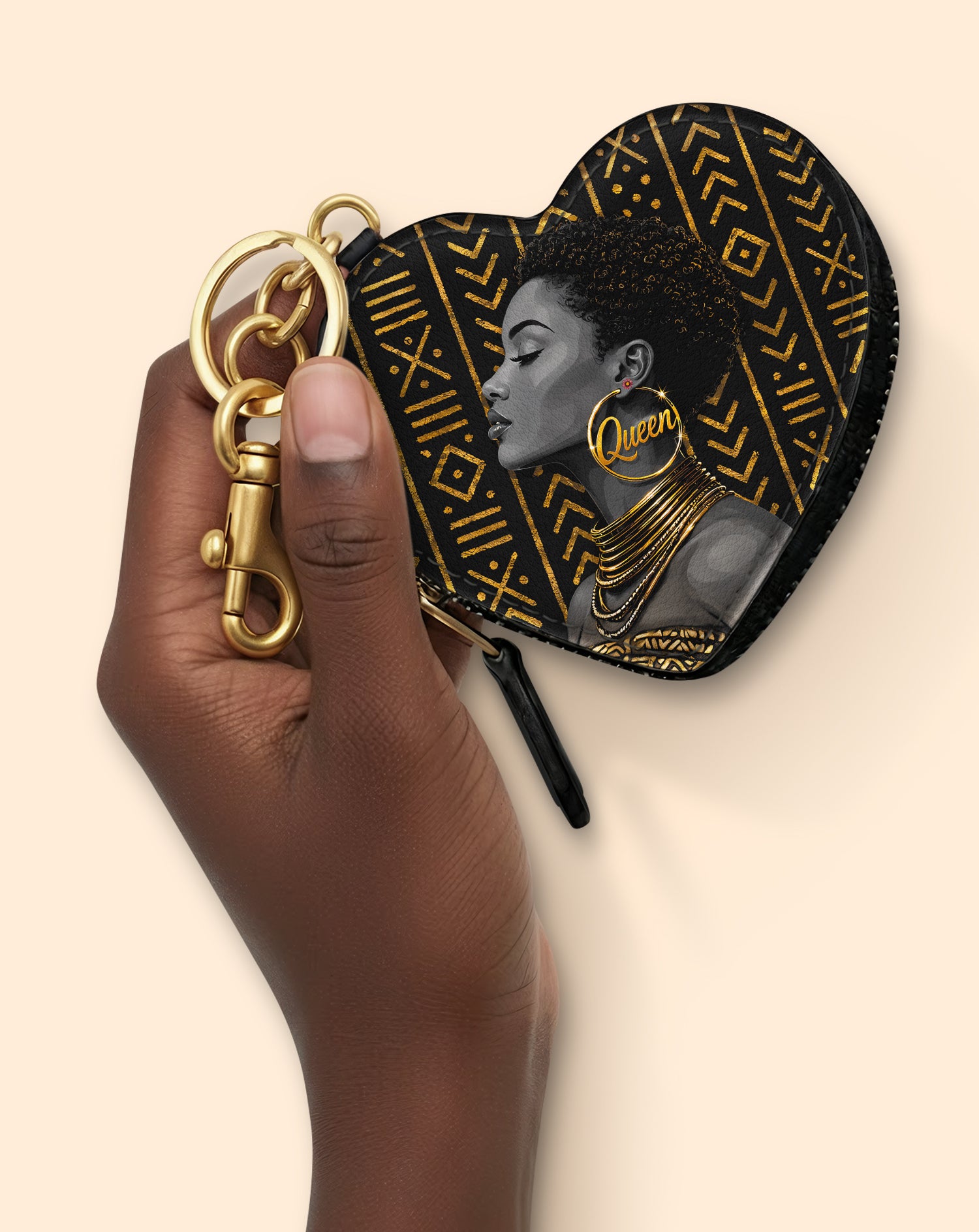 Royal Melanin Heart Coin Pouch Bag Charm QR0TV278