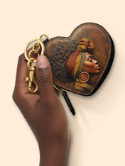 Afro-Elegance Heart Coin Pouch Bag Charm QR0HH022