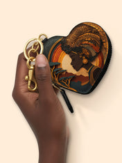African Queen Essence Heart Coin Pouch Bag Charm QR0TD017
