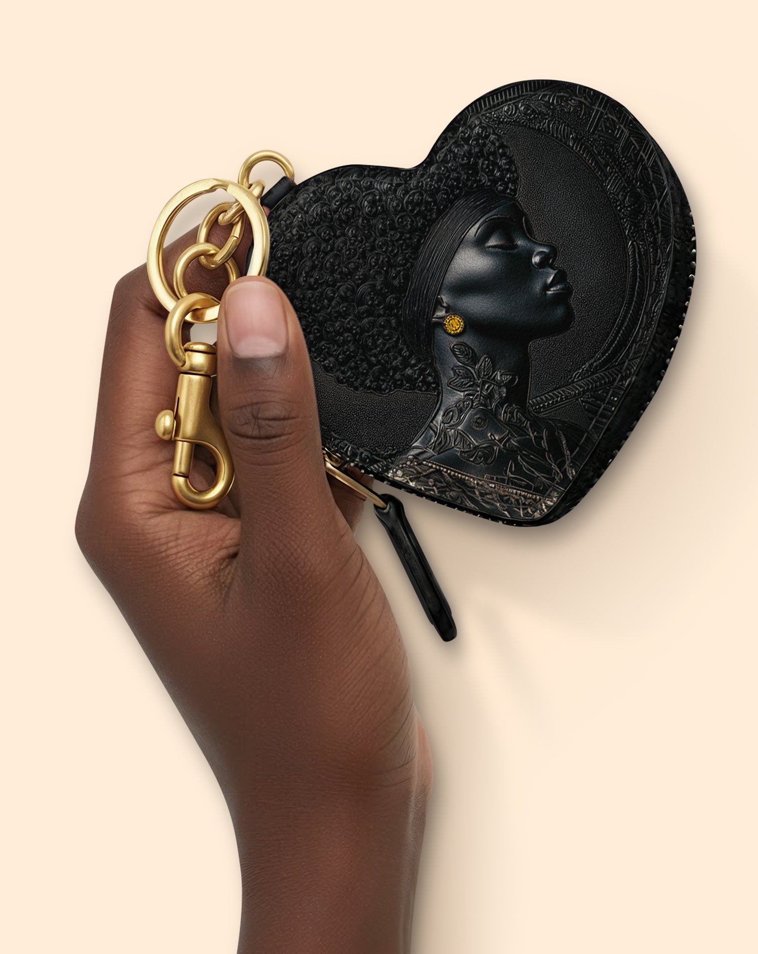 Crowned In Onyx Heart Coin Pouch Bag Charm QR0XD119