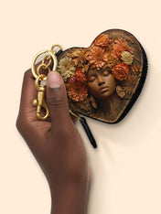 Afro Flora Heart Coin Pouch Bag Charm QR0TV027