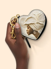 Ivory Blossom Heart Coin Pouch Bag Charm QR0TV067