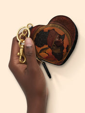 Africa Essence Heart Coin Pouch Bag Charm QR0TD168
