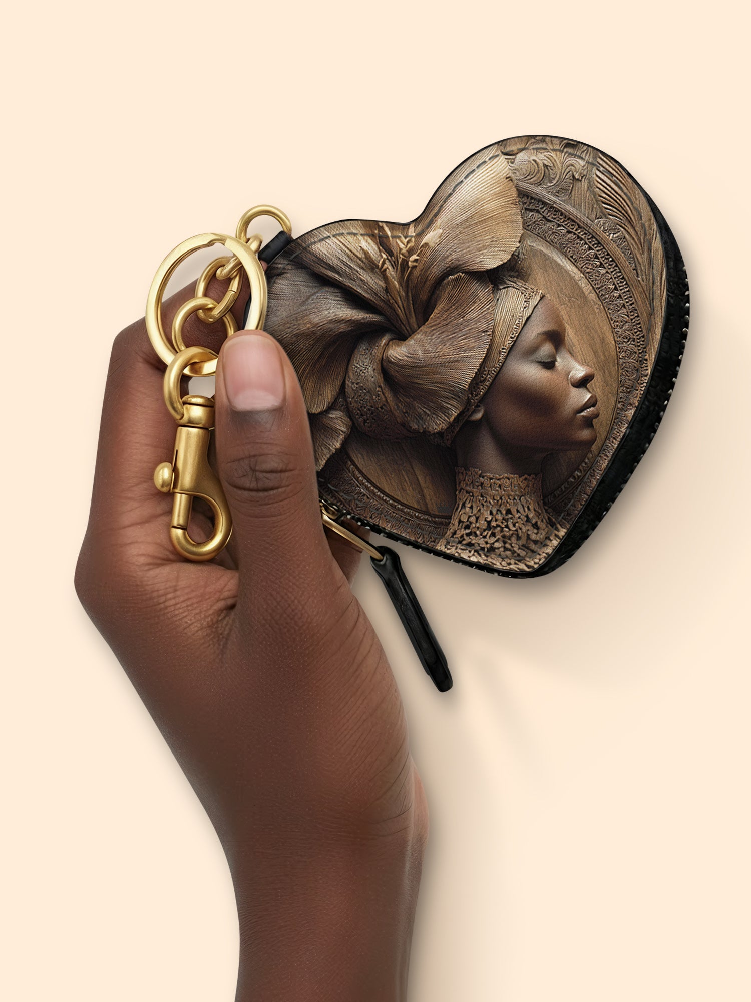 Floral Spirit Heart Coin Pouch Bag Charm QR0TV084