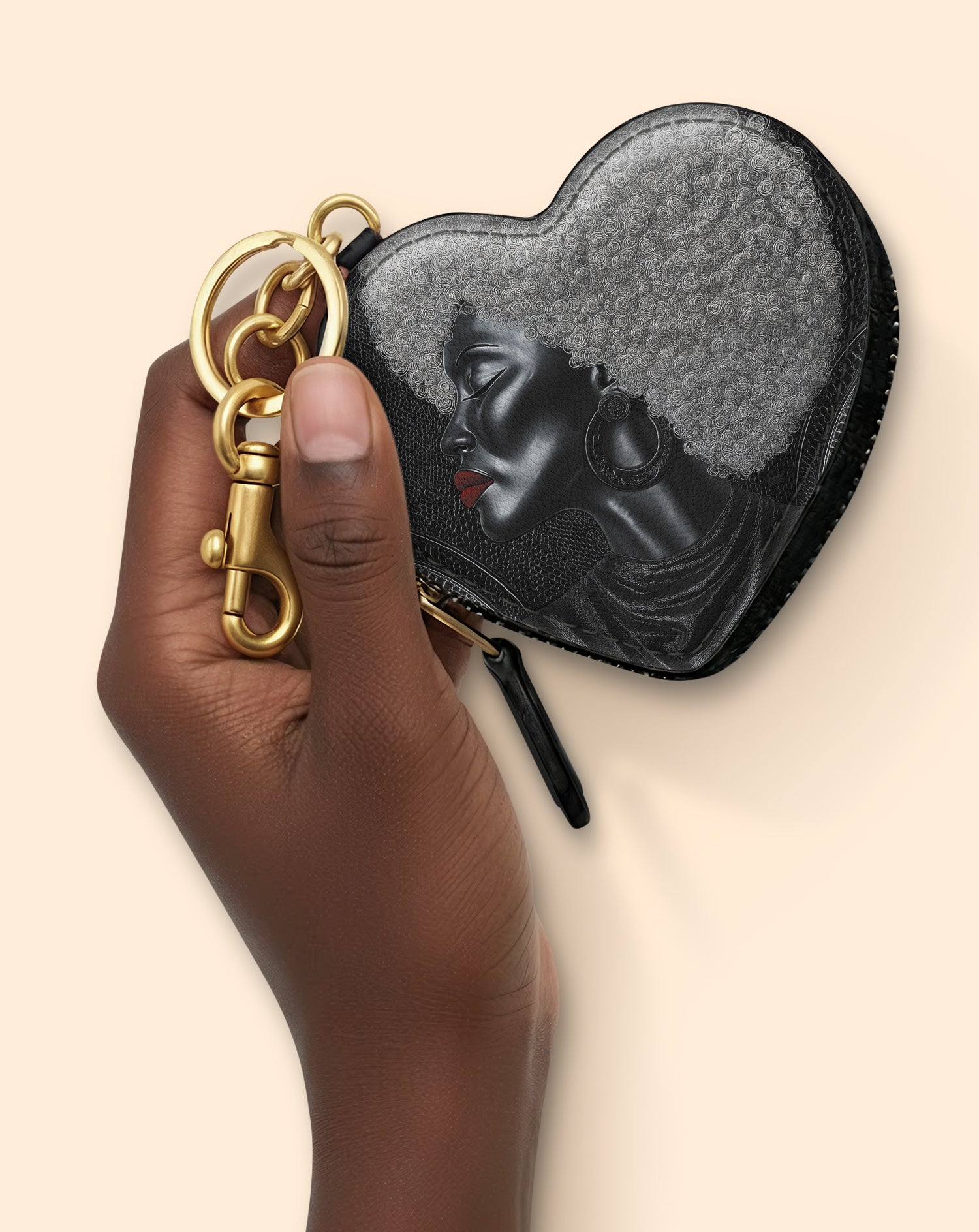 Silver Crown Matriarch Heart Coin Pouch Bag Charm QR0XD1034