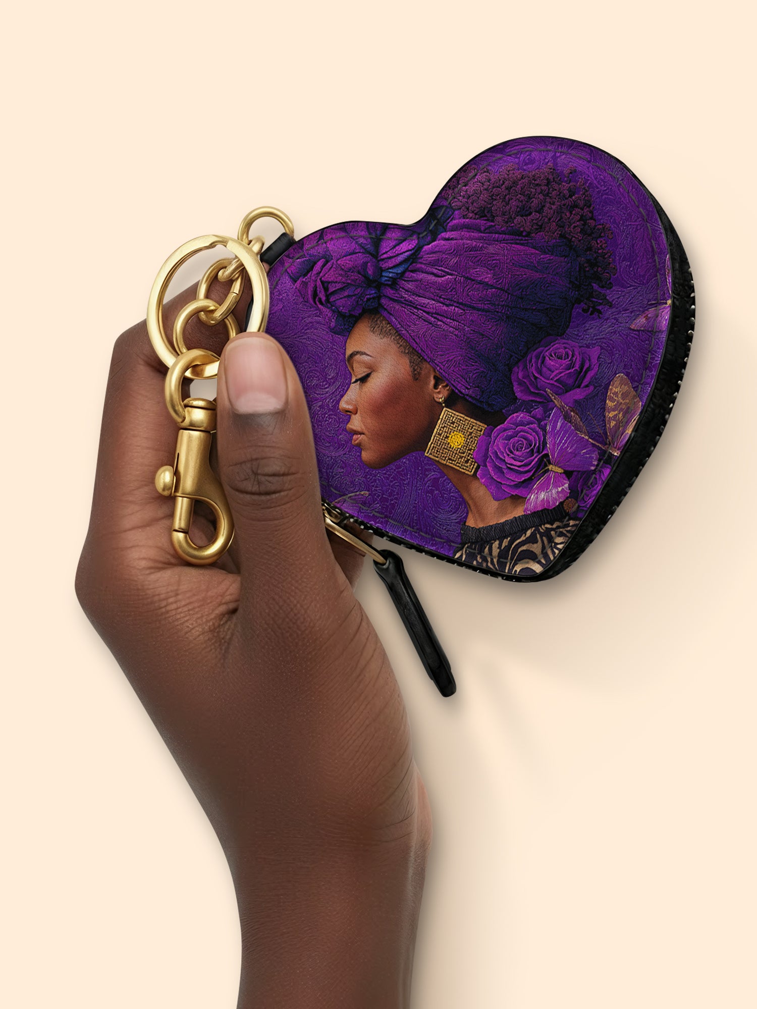 Empress Purple  Heart Coin Pouch Bag Charm QR0HH111