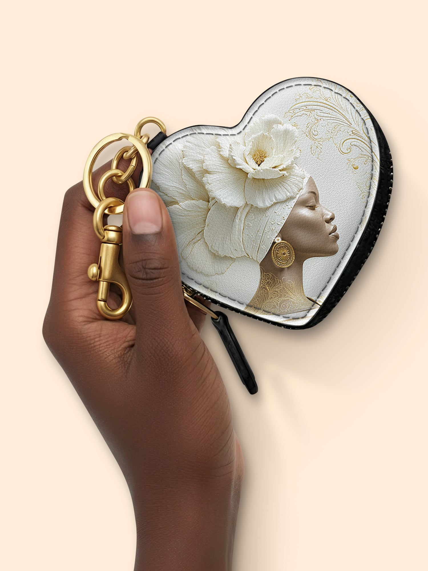 Luminous Bloom Heart Coin Pouch Bag Charm QR0TV121