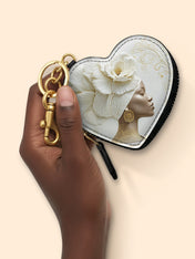 Luminous Bloom Heart Coin Pouch Bag Charm QR0TV121