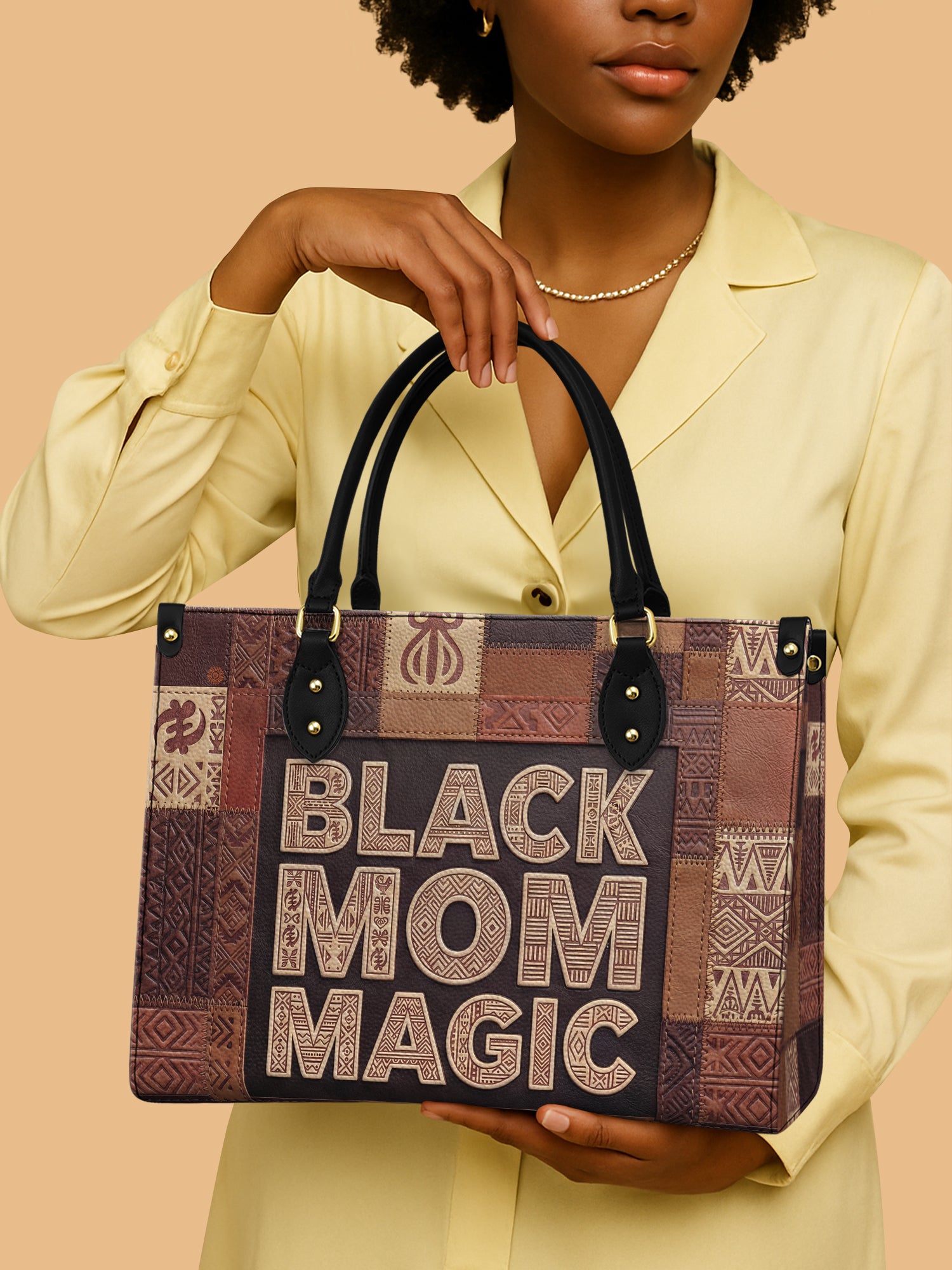 Black Mom Magic Premium Leather Handbag QR0TD657