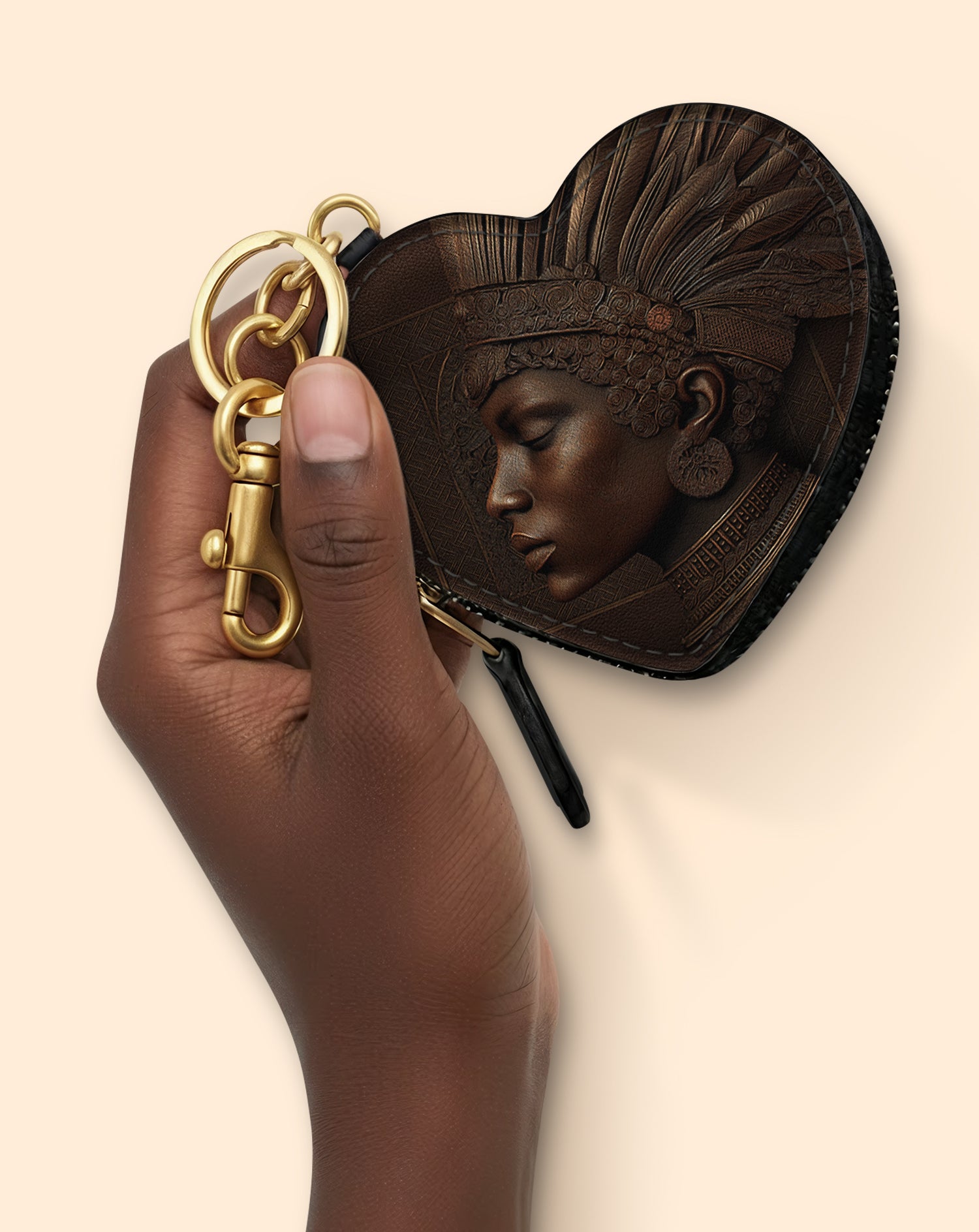 Back To Africa V1 Heart Coin Pouch Bag Charm QR0XD730