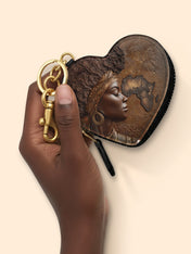 African Roots Heart Coin Pouch Bag Charm QR0TD157