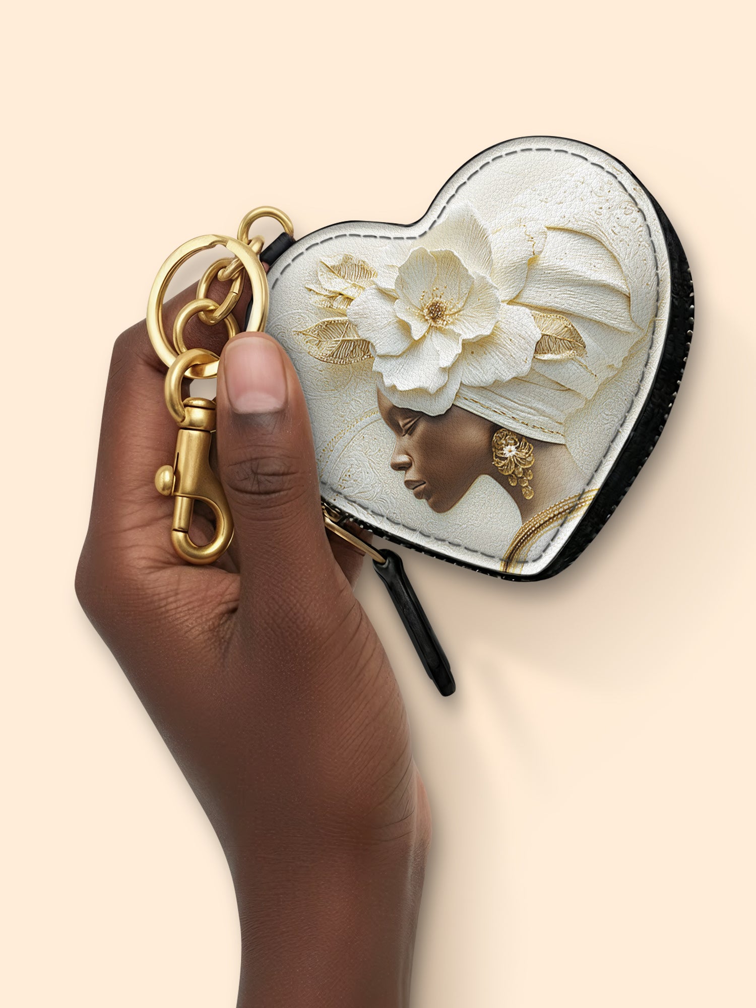 Pearl Serenity Heart Coin Pouch Bag Charm QR0TV193