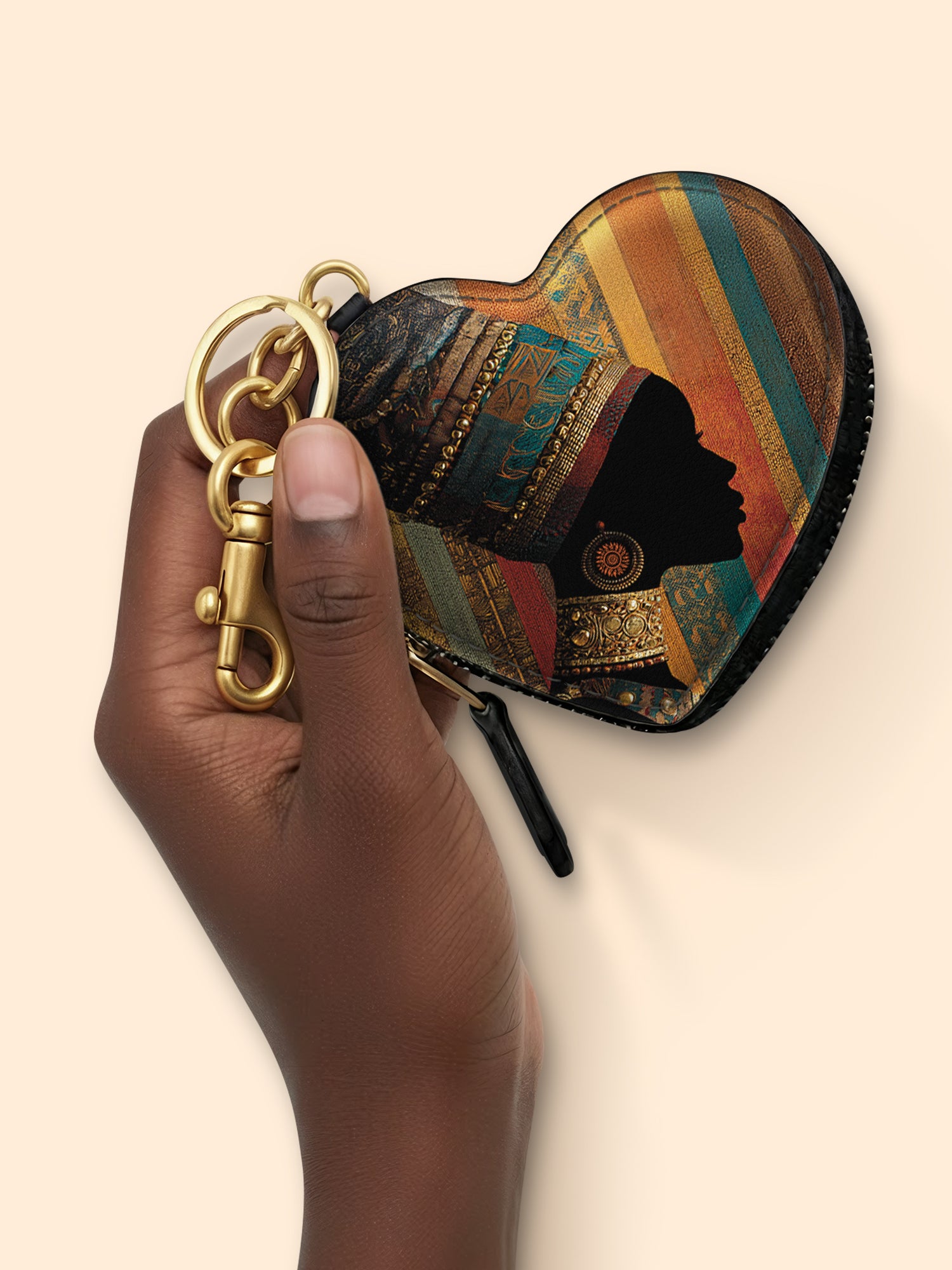 Brown Radiance Heart Coin Pouch Bag Charm QR0TV123